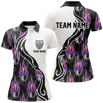 Flaming Purple 3D Billiards Polo Shirt for Women V0527