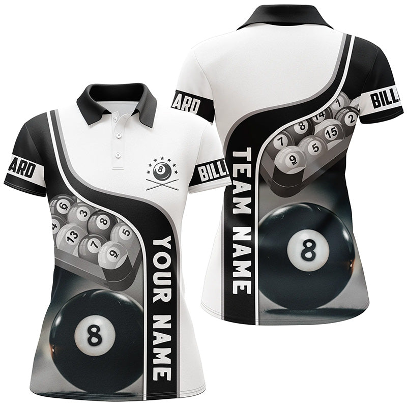 Custom 3D Polo Shirt for Women - 8 Ball Pool Billiard Team V0721