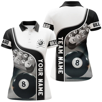 Custom 3D Polo Shirt for Women - 8 Ball Pool Billiard Team V0721