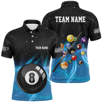 Custom Blue Gradient 8 Ball Billiard Polo Shirt for Men V1060