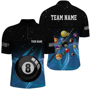 Men's Blue Gradient 3D Billiard Quarter-Zip Shirt V1060