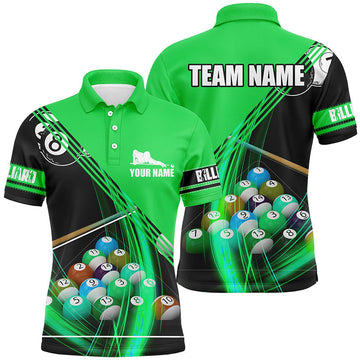 Men's Custom Green Billiards Polo Shirt V0156