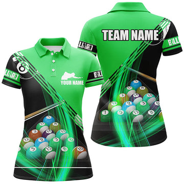 Custom Green 3D Polo Shirt for Women - Billiards Pool Jersey V0156