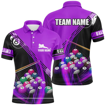 Custom Purple 3D Billiard Polo Shirt for Men V0159