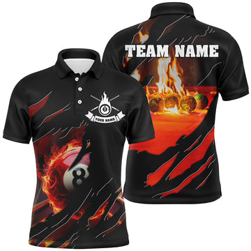 Men's Custom 3D Flame Pool Polo Shirt V0785