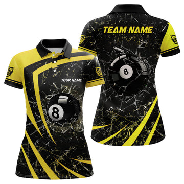 Custom Yellow 3D Billiard Polo Shirt for Women V1152