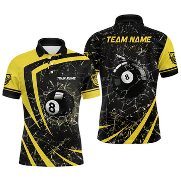 Custom 3D Yellow 8 Ball Pool Polo Shirt for Men V1152