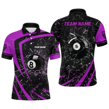 Personalised Purple 3D Billiard Polo Shirt for Men V1156