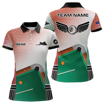 Custom Brown 3D Pool Polo Shirt for Women V0444