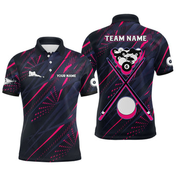 Custom Pink 3D Polo Shirt for Men - Billiards Theme V0457