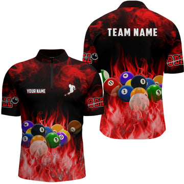 Flame Red Billiard Quarter-Zip Shirt for Men V0517