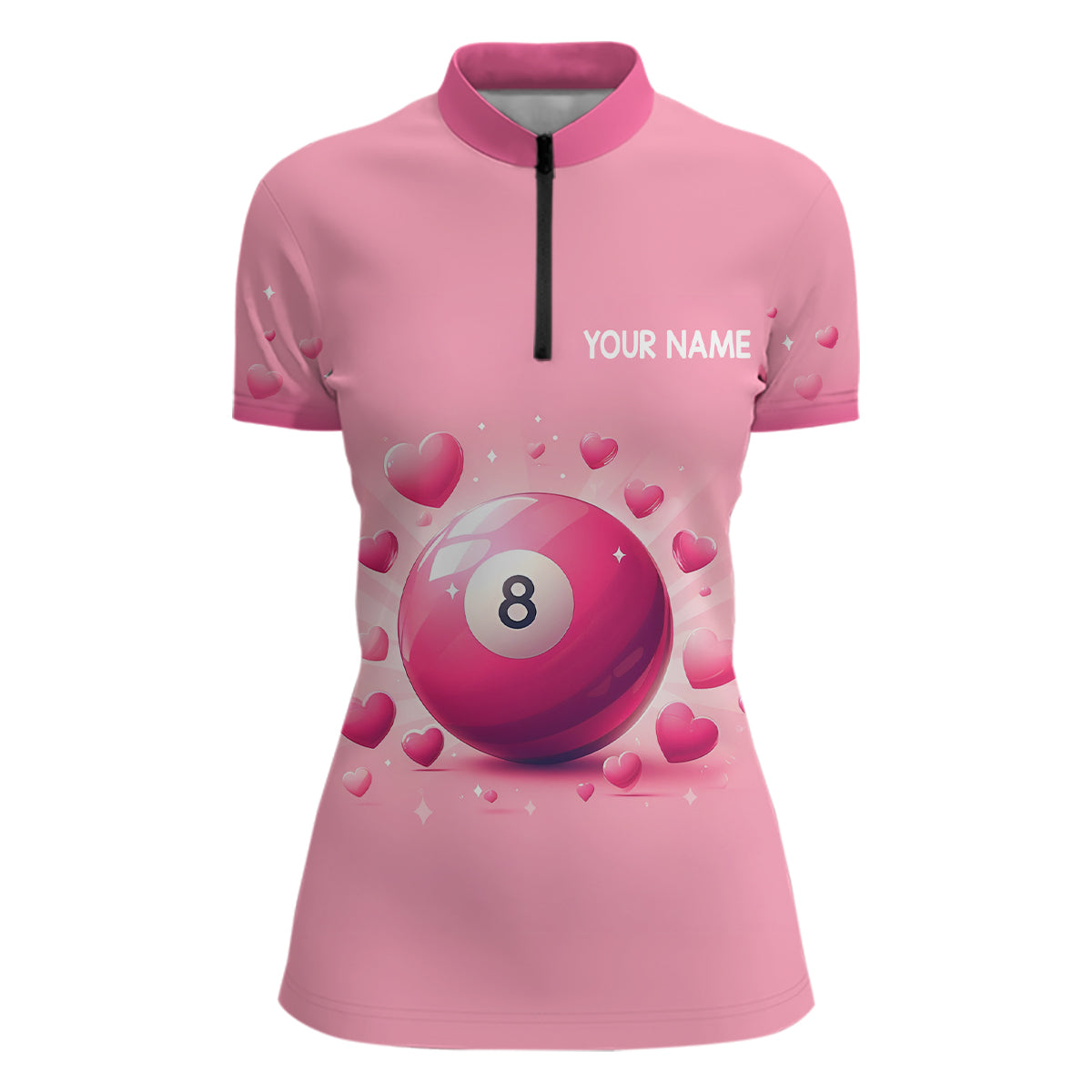 Personalised Pink 8 Ball Billiard 3D Quarter-Zip Shirt for Women V0963