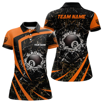 Custom Orange 3D Billiard Polo Shirt for Women V0975