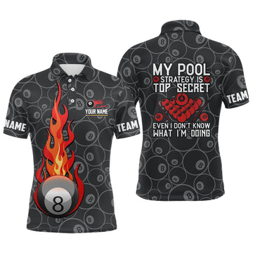 Men's Custom 8 Ball Flame Billiard Polo Shirt V0723