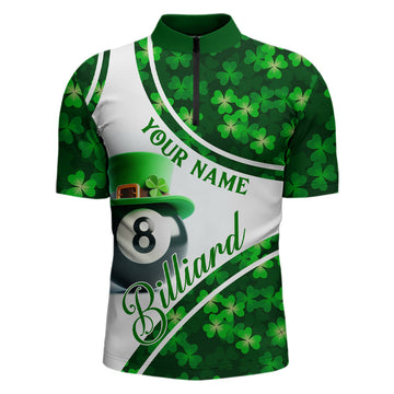 Men's Shamrock Billiard 8 Ball Quarter-Zip Shirt V0995