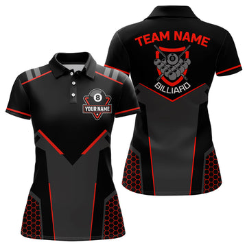 Custom 3D Black Red 8 Ball Polo Shirt for Women V1056