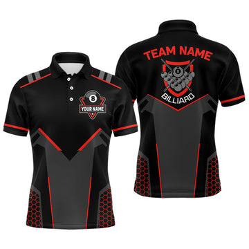 Men's Custom 3D Black Red 8 Ball Pool Polo Shirt V1056
