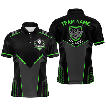 Men's 3D Black & Green 8 Ball Pool Polo Shirt V1058