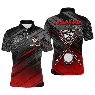 Black & Red 8-Ball Pool Polo Shirt for Men V1049