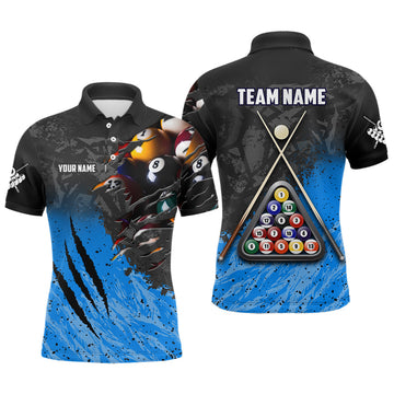 Custom Blue/Black 8-Ball Billiards Shirts for Men V1186