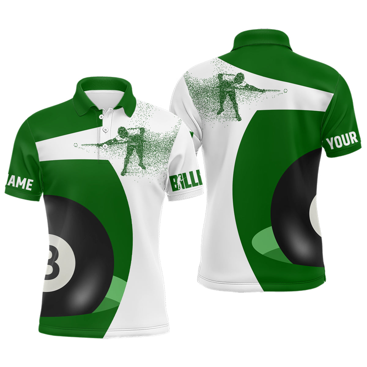 Personalised Green Billiards Polo Shirt for Men V0118