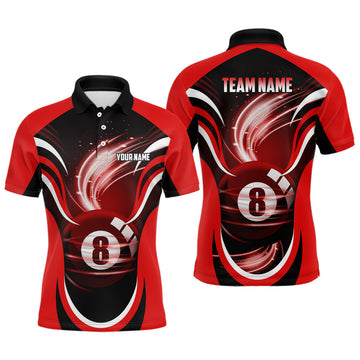 Custom Red & Black 3D Pool Polo for Men V0772