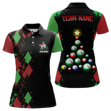 Custom Funny Christmas Billiards Polo for Women V0620