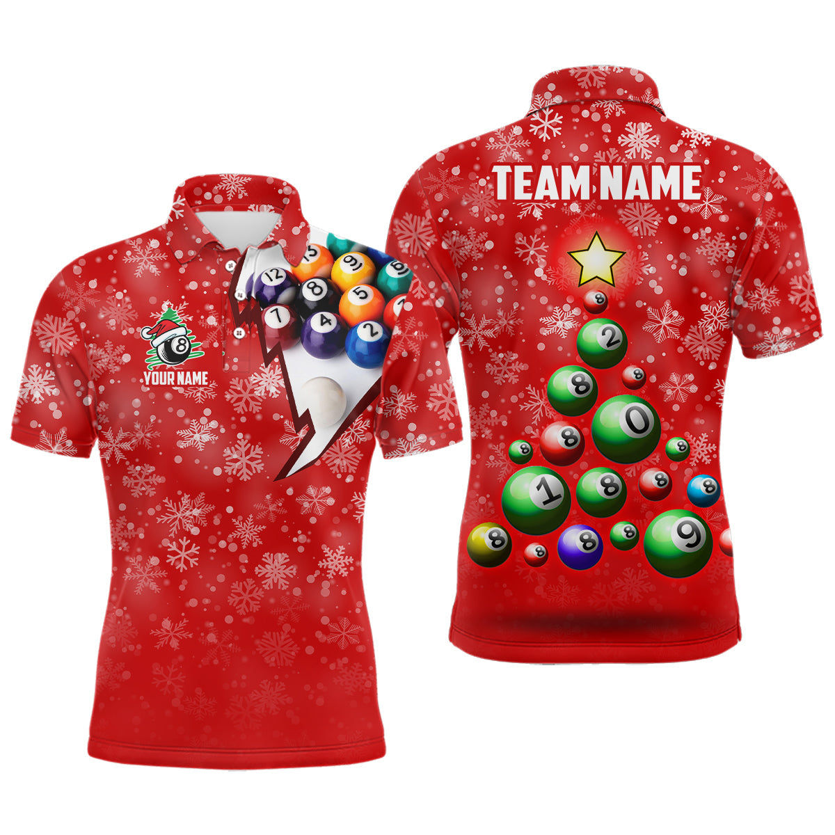 Men's Custom Christmas Billiard Polo Shirt V0629