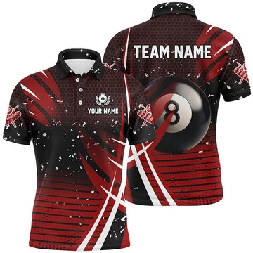 Men's Black and Red Billiard Polo Shirt T1224
