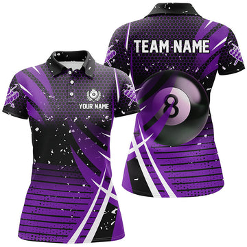 Women's Black Purple Billiard Polo Shirt T1225