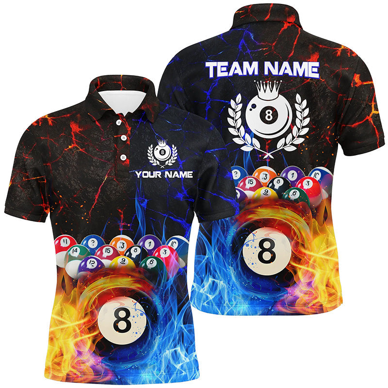 Billiard 8 Ball Fire & Water 3D Polo Shirt for Men - Personalised Pool League T0571