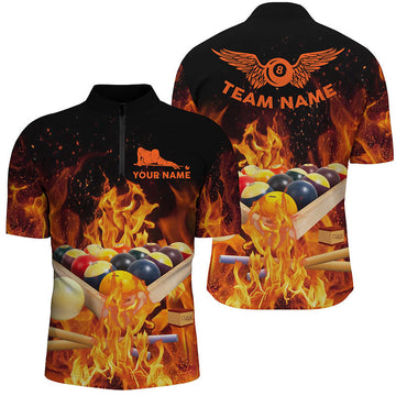 Fire 8 Ball Pool League Quarter-Zip Shirt for Men T0578