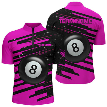 Men's Pink 8-Ball Pool Quarter-Zip Jersey T0919