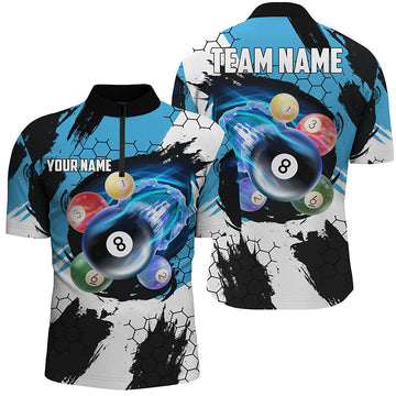 Funny Billiard Men's 3D Quarter-Zip Shirt T0604