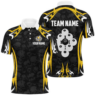 Men's Custom 9-Ball Pool Polo Shirt - Skull Pattern T1280