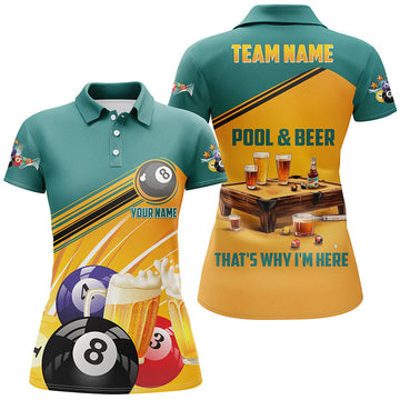 Custom 3D Women's Funny Pool & Beer Polo Shirt T0627