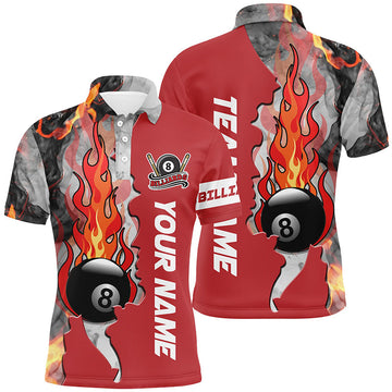 Custom Red 8 Ball Billiards Polo Shirt for Men T0425