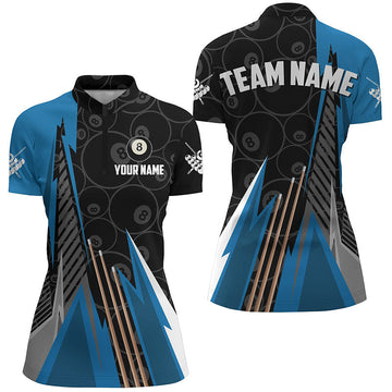 Custom Black/Blue Billiard Women's Quarter-Zip Shirt T1333