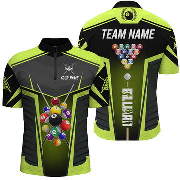 Men's Green Neon Billiards Quarter-Zip Jersey T0657