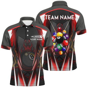 Red 8 Ball Pool Men's Polo Shirt - Custom Team Jersey T1353