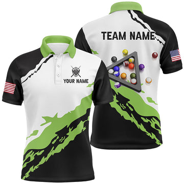 Men's Custom Black & Green Billiard Polo Shirt T1059