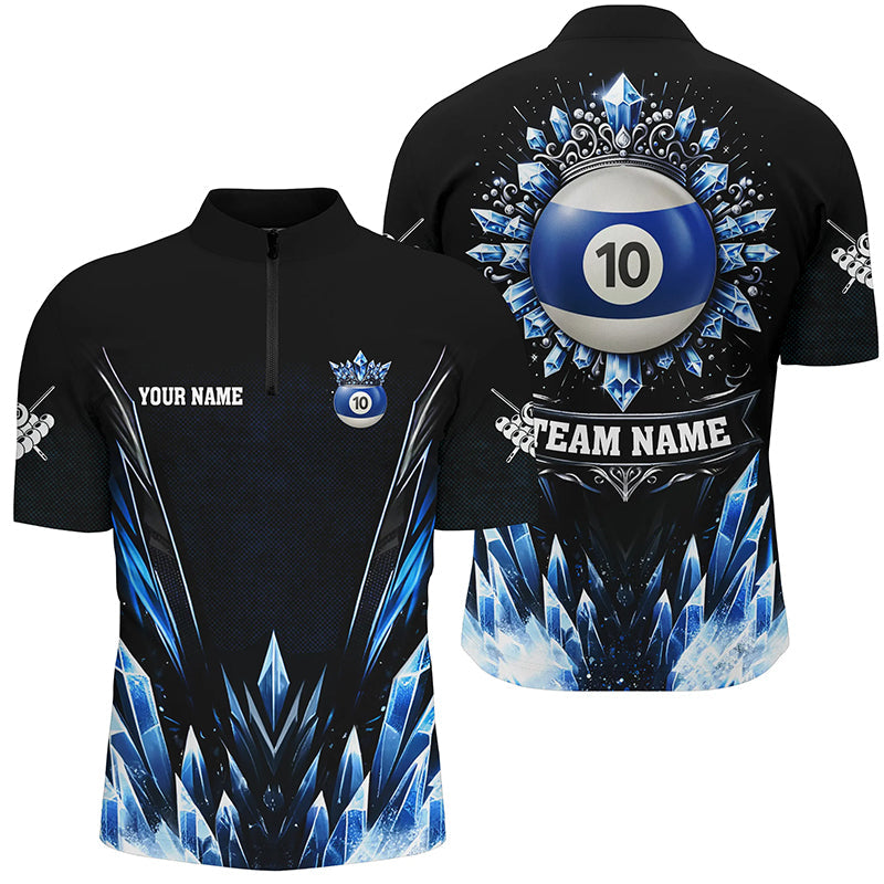Custom Blue Icy Funny Pool Crown Men's Quarter-Zip Shirt T1395
