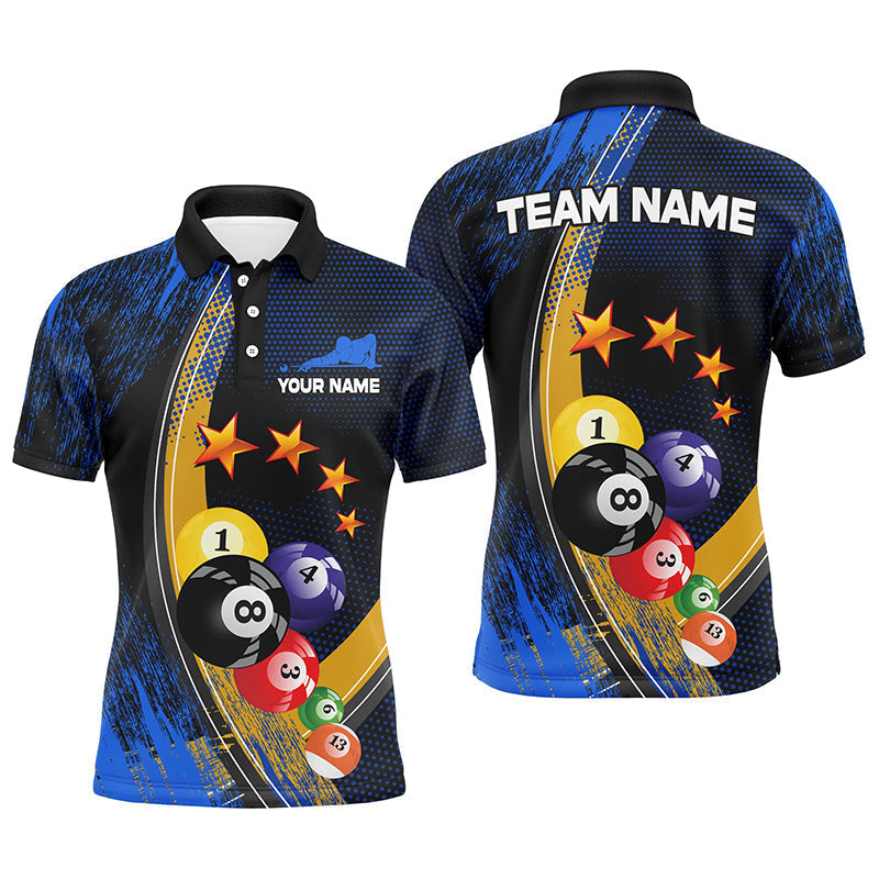 Personalised Blue 8 Ball Pool Polo Shirt for Men T0338