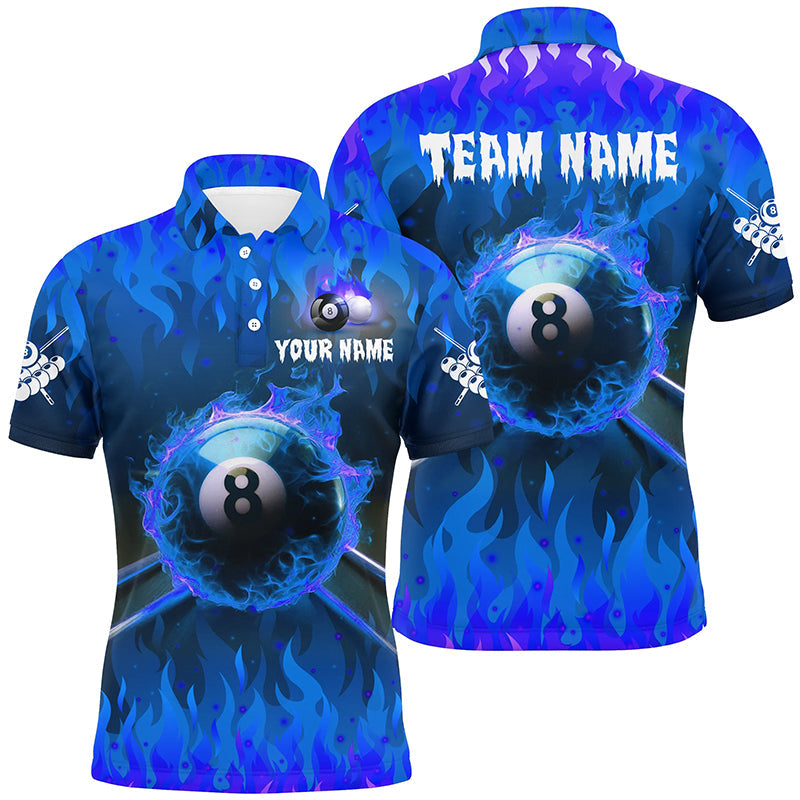 Personalised 3D 8 Ball Pool Men's Polo Shirt | Blue T1434