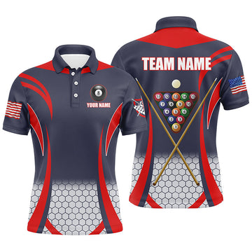 Men's Red Pool Billiard Polo Shirt T1104