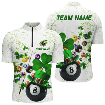Men's 3D Billiard Balls Shamrock Quarter-Zip Shirt T1108