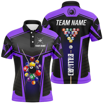 Custom Purple Polo & 1/4 Zip Shirts for Men - Billiards Theme T1610