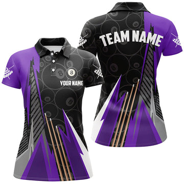 Women's Black Purple Billiard Polo & 1/4 Zip Team Jersey T1614