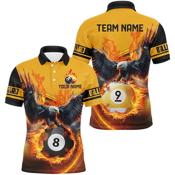 Men's Custom 3D Eagle Billiard Shirts - Fire 8 & 9 Ball Jerseys T2236