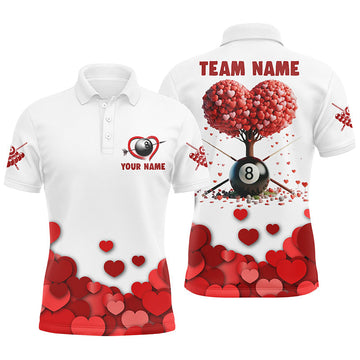 Men's Valentine Billiards Polo Shirt with Red Hearts T0923